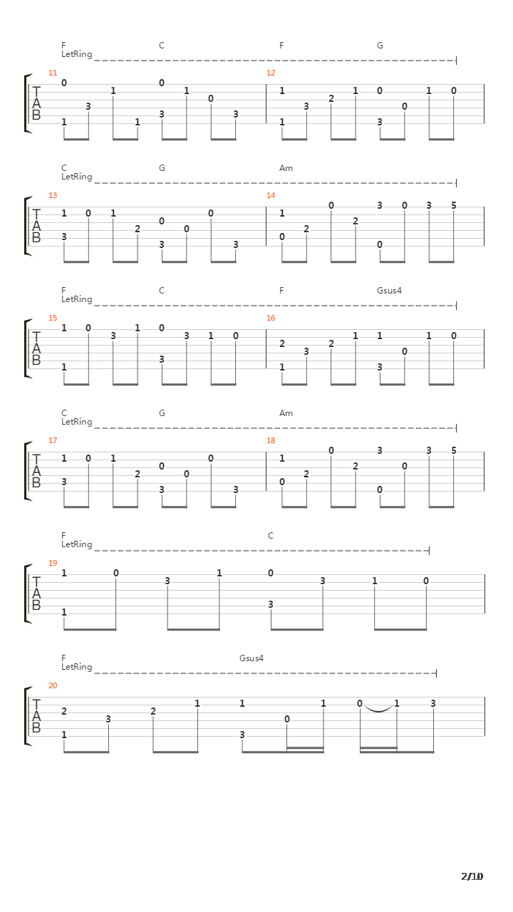 卡农(Canon)吉他谱