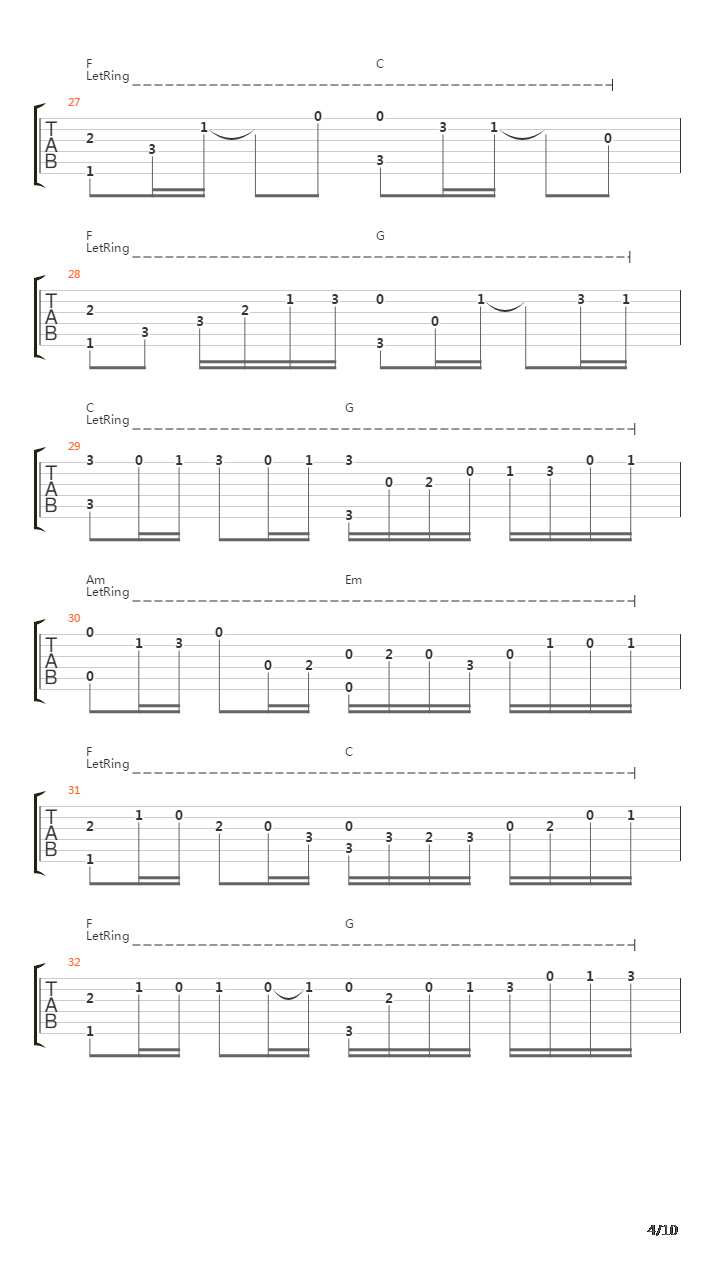 卡农(Canon)吉他谱