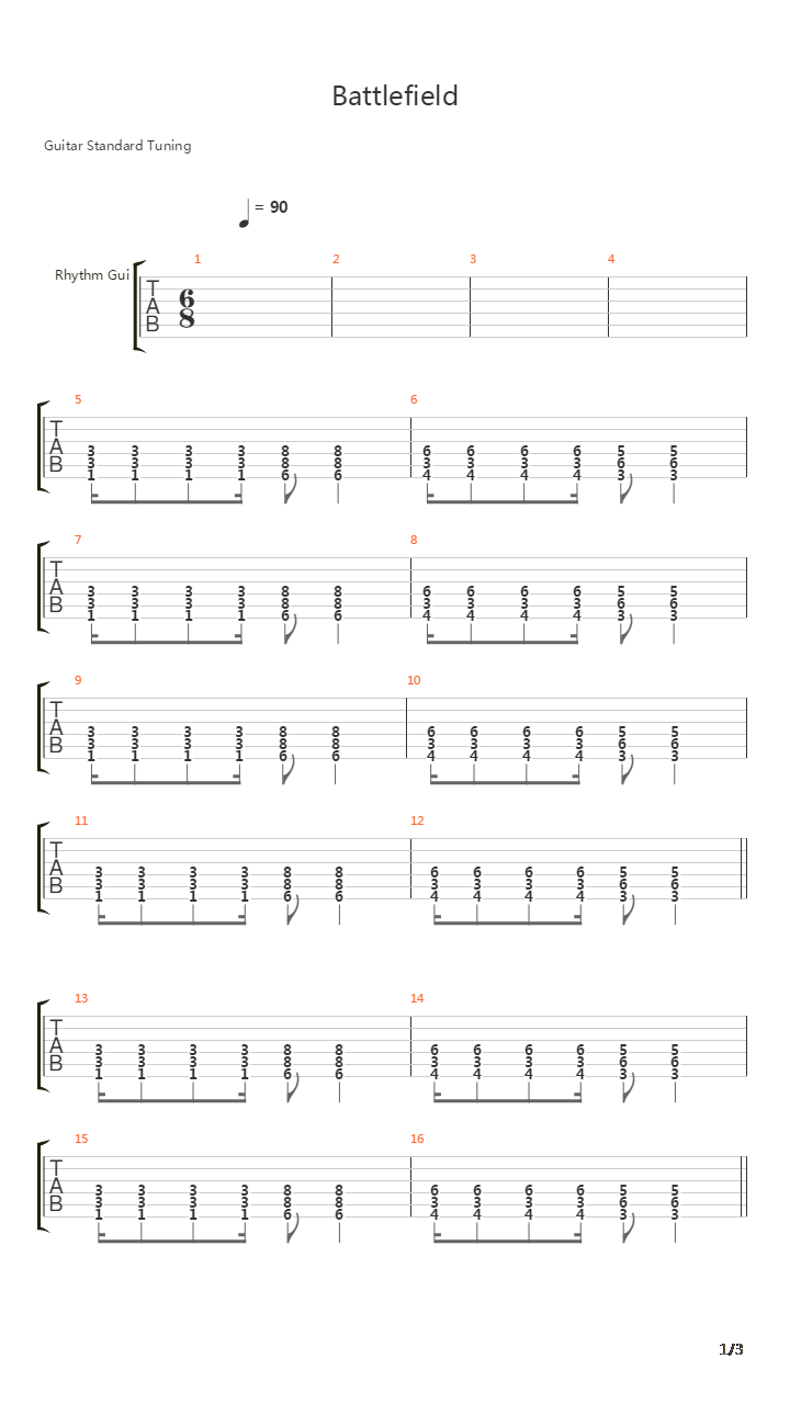 Battlefield(战地)吉他谱