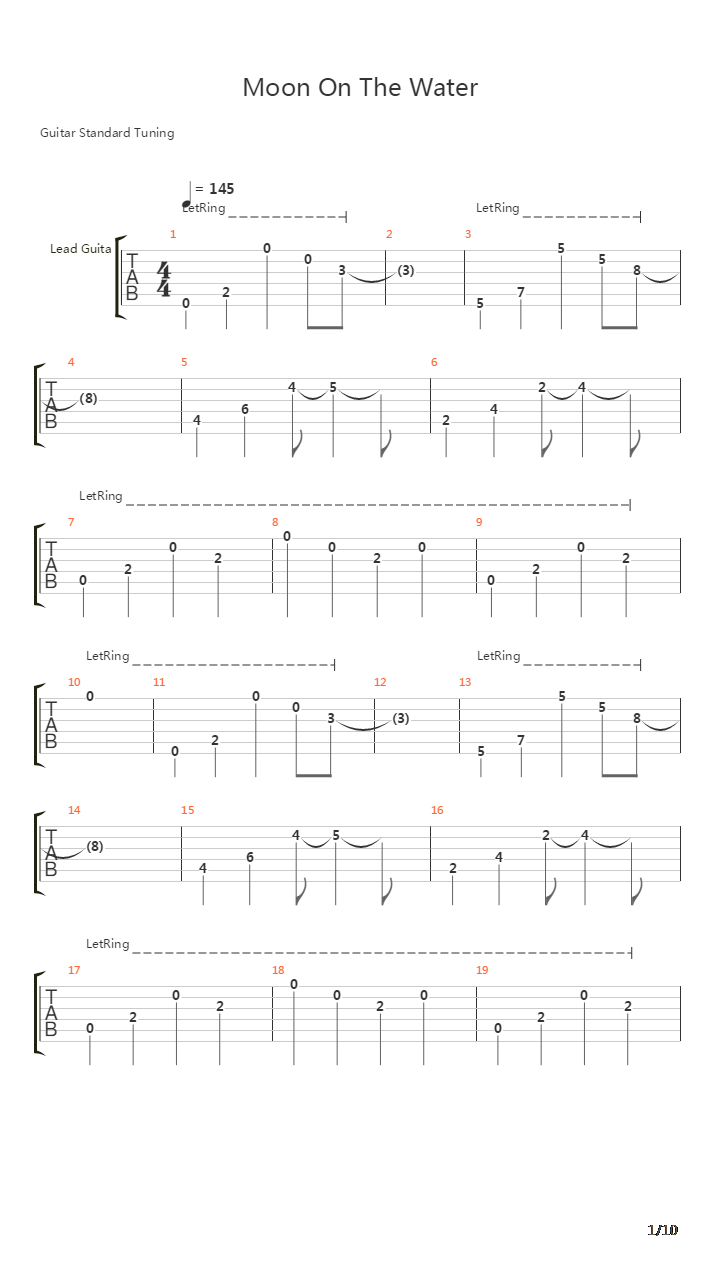 Beck - Moon On The Water吉他谱