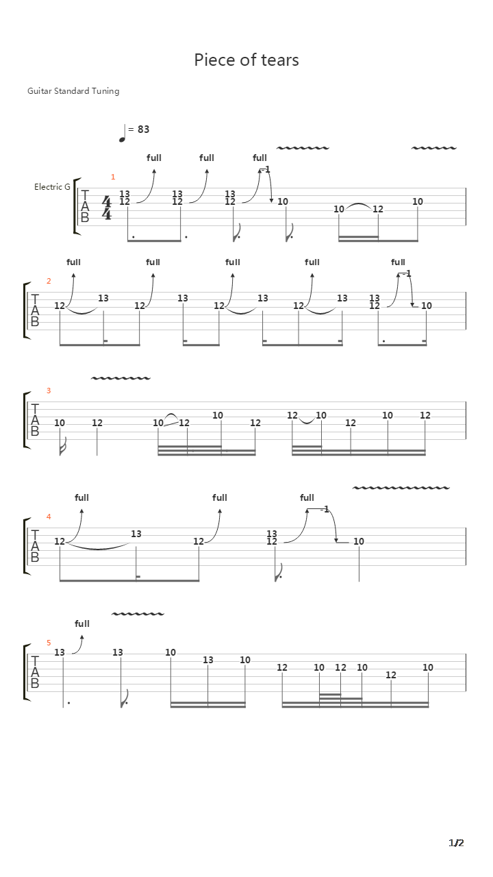 Beck - Piece of Tears吉他谱