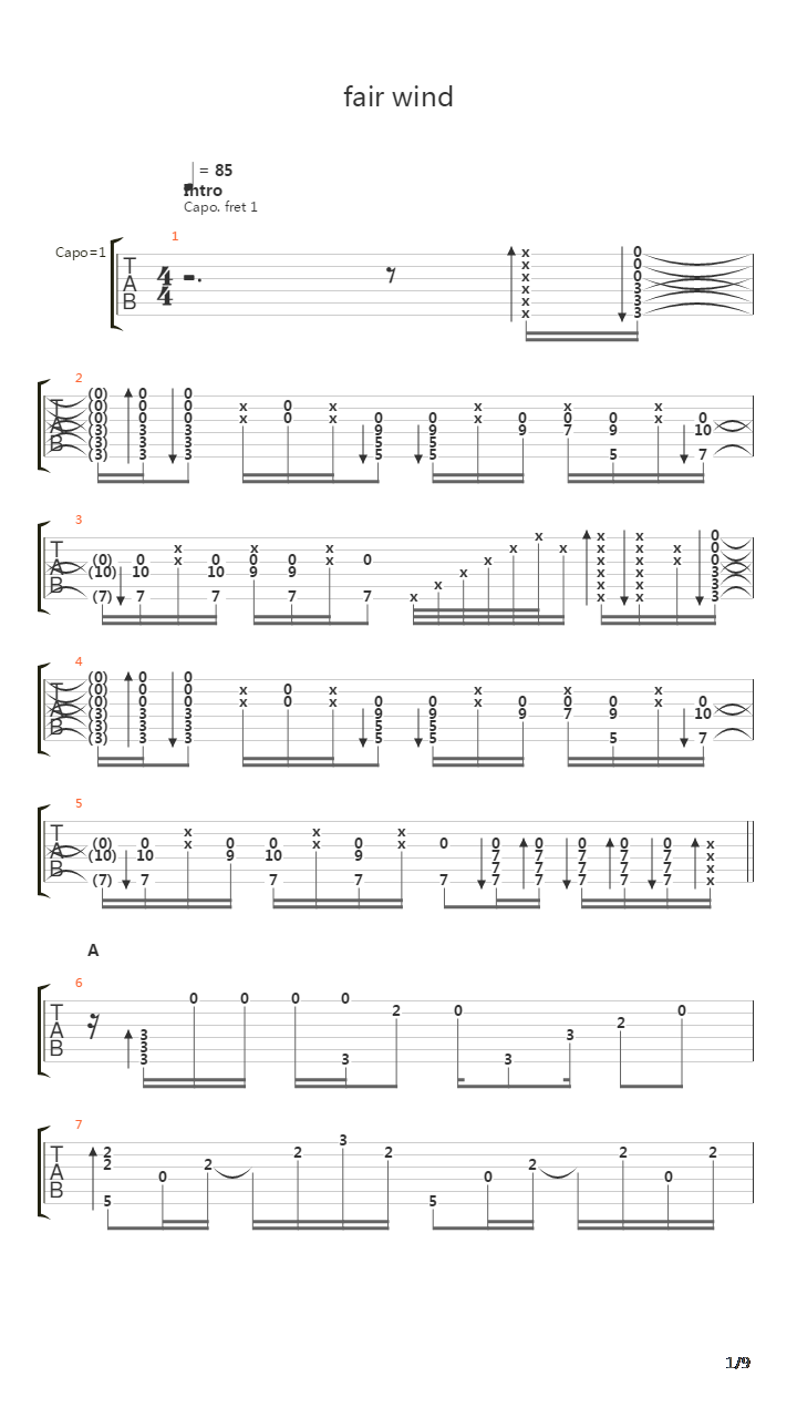 Fair Wind吉他谱