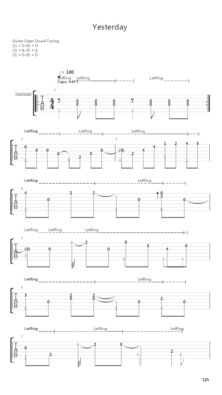 Yesterday吉他谱
