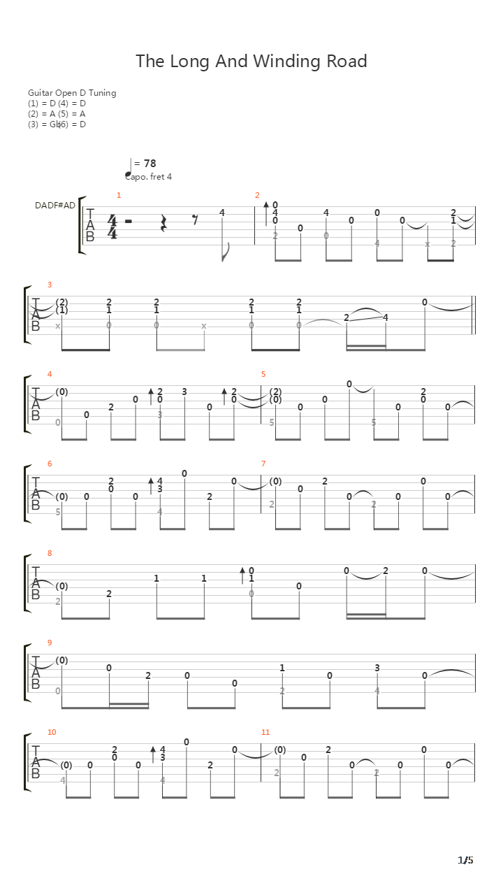 The Long And Winding Road吉他谱