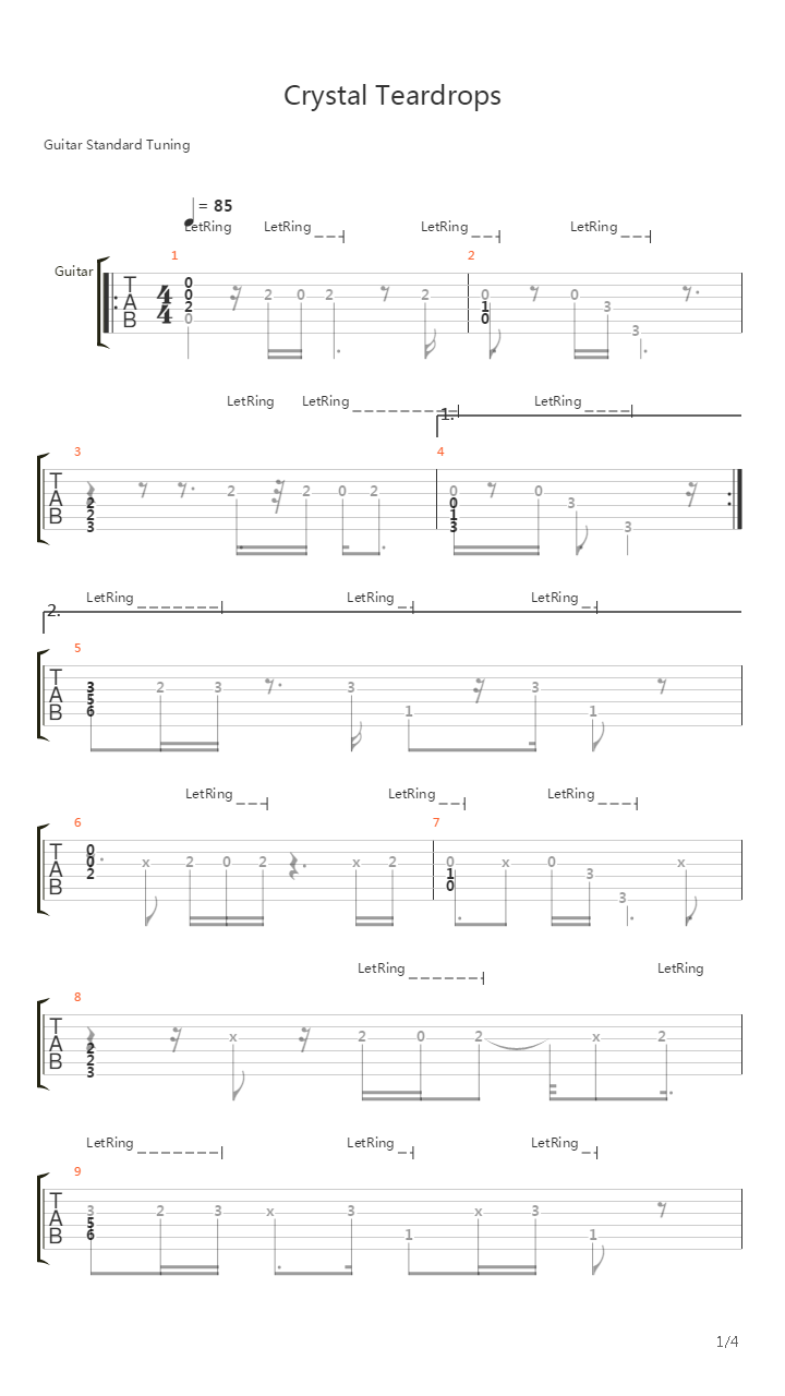 Castlevania(恶魔城) - Crystal Teardrops吉他谱