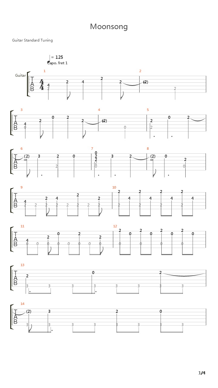 Cave Story(洞窟物语) - Moonsong(月光之曲)吉他谱