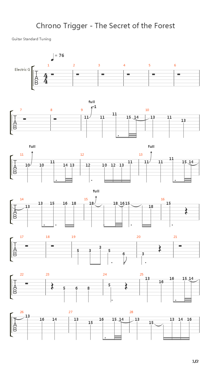 Chrono Trigger(时空之轮) - Secret of Forest吉他谱