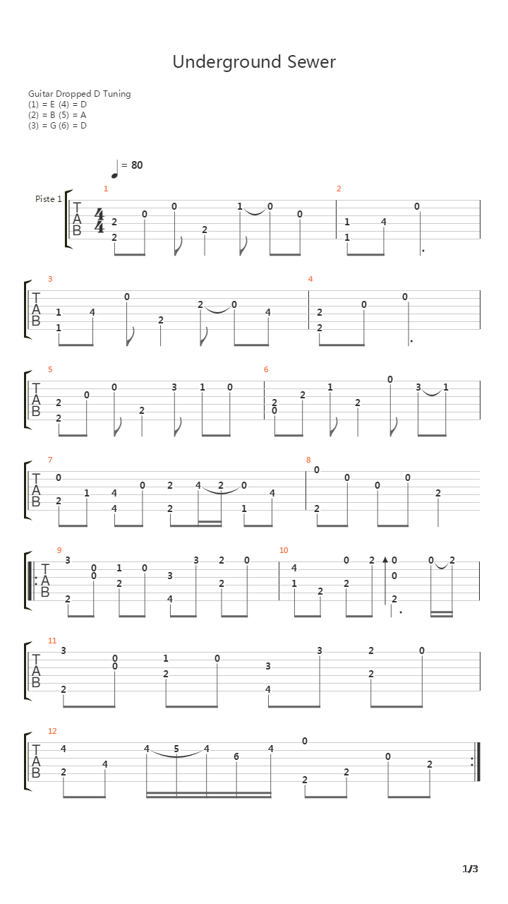 Chrono Trigger(时空之轮) - Underground Sewer吉他谱