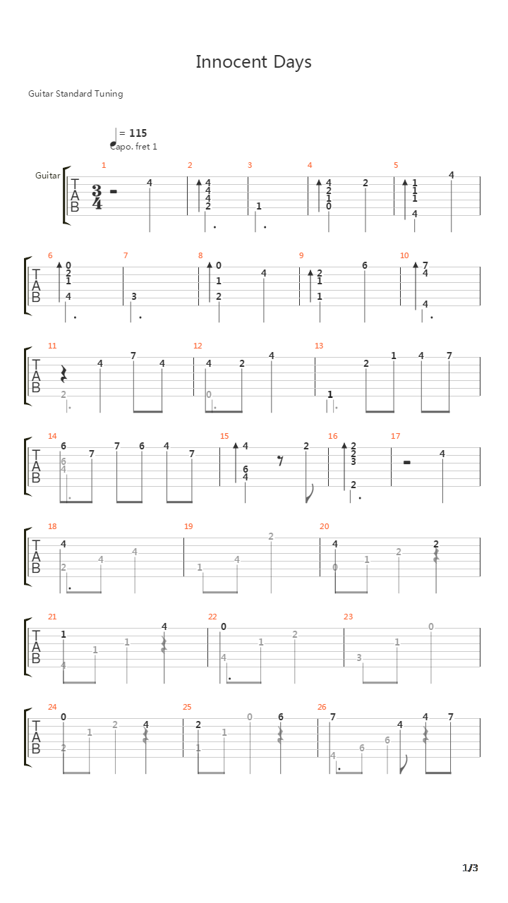 Code Geass(反叛的鲁路修) - Innocent Days吉他谱