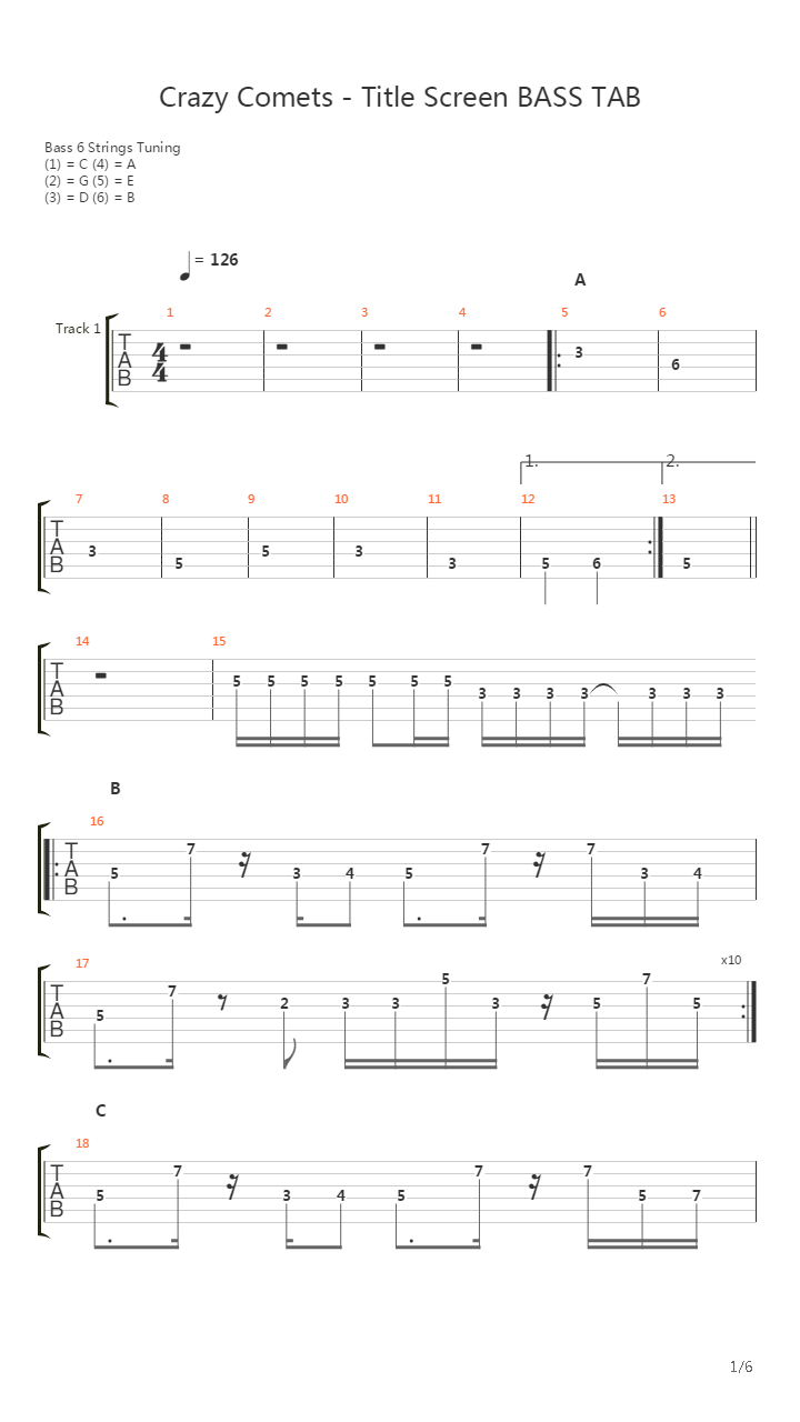 Crazy Comets - Title Screen吉他谱