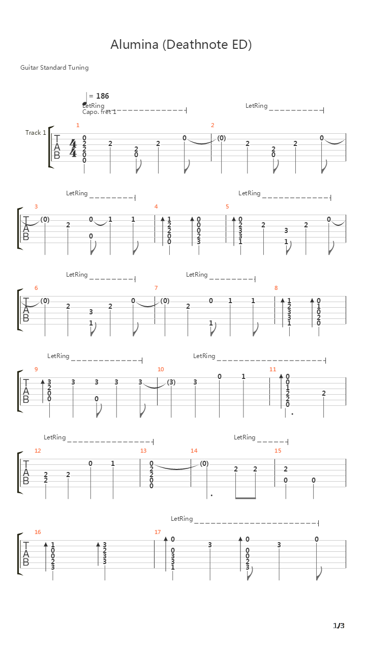Death Note(死亡笔记) - Alumina(アルミナ 矾土)吉他谱