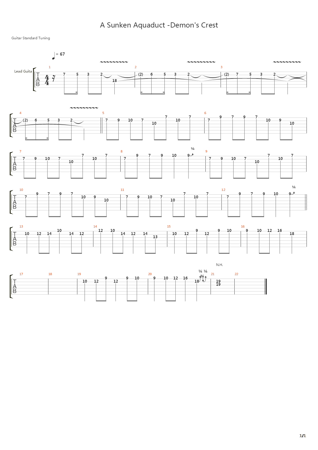 Demons Crest - A Sunken Aqueduct吉他谱