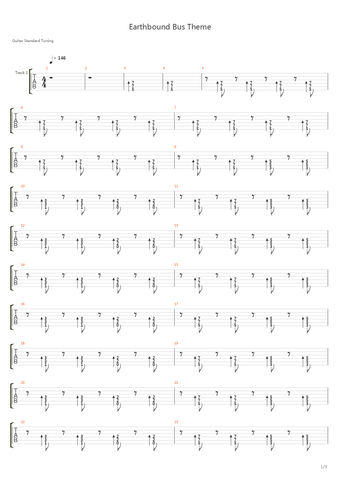 Earthbound(地球冒险) - Bus Theme吉他谱