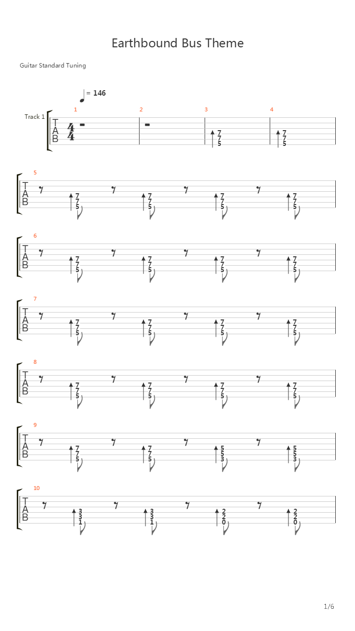 Earthbound(地球冒险) - Bus Theme吉他谱