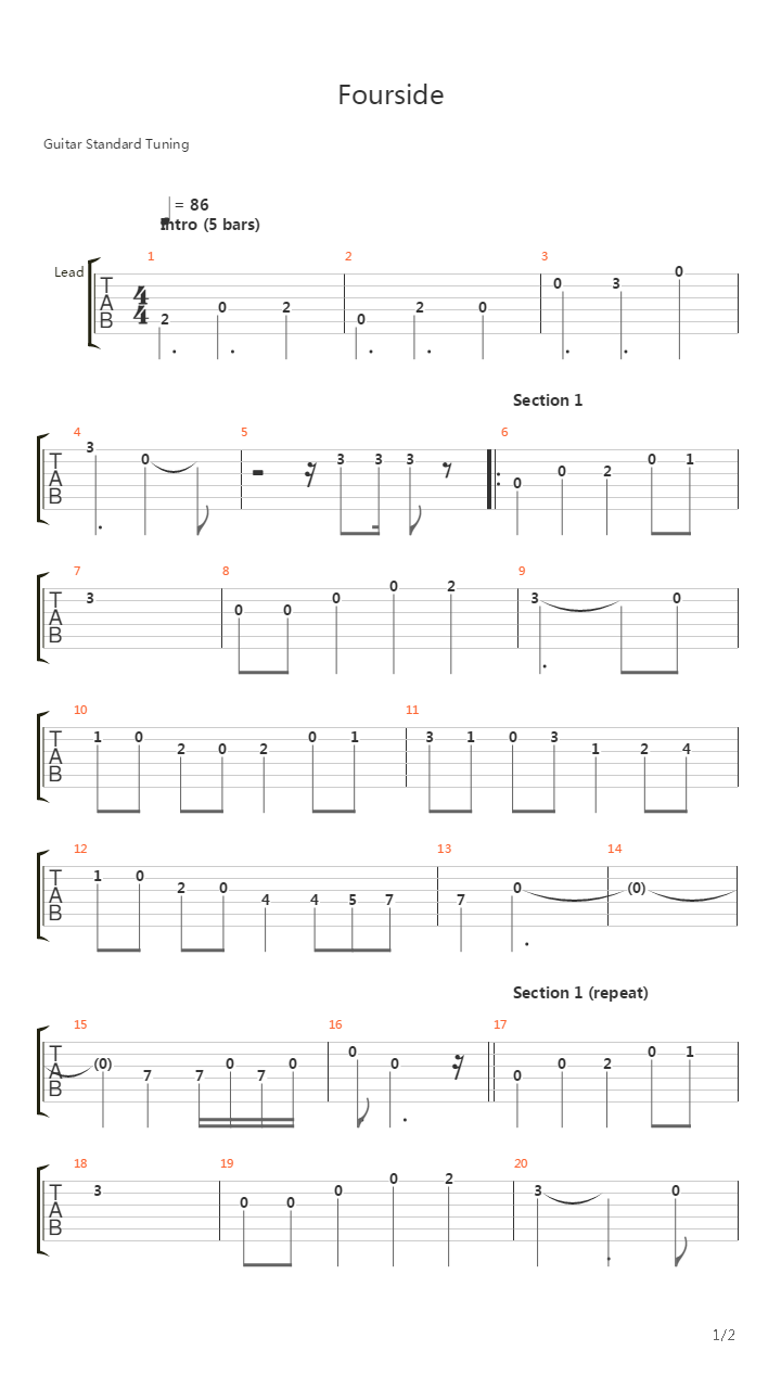 Earthbound(地球冒险) - Fourside吉他谱