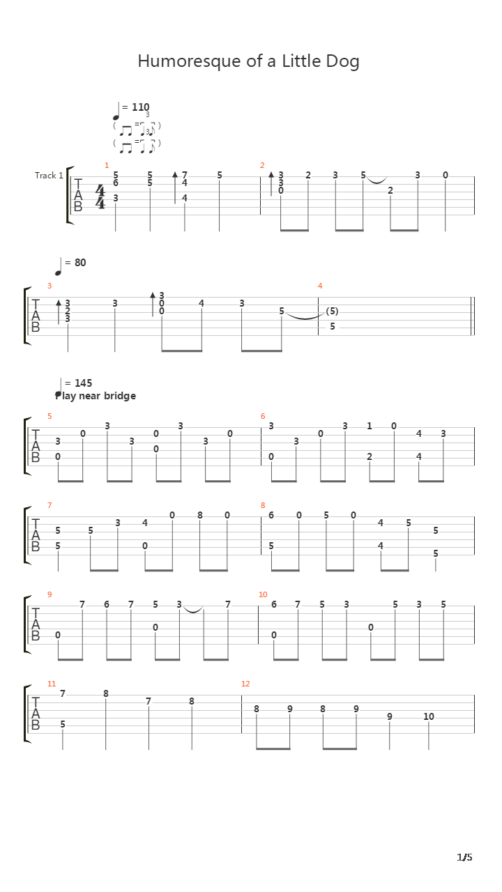 Earthbound(地球冒险) - Humoresque of a Little Dog吉他谱