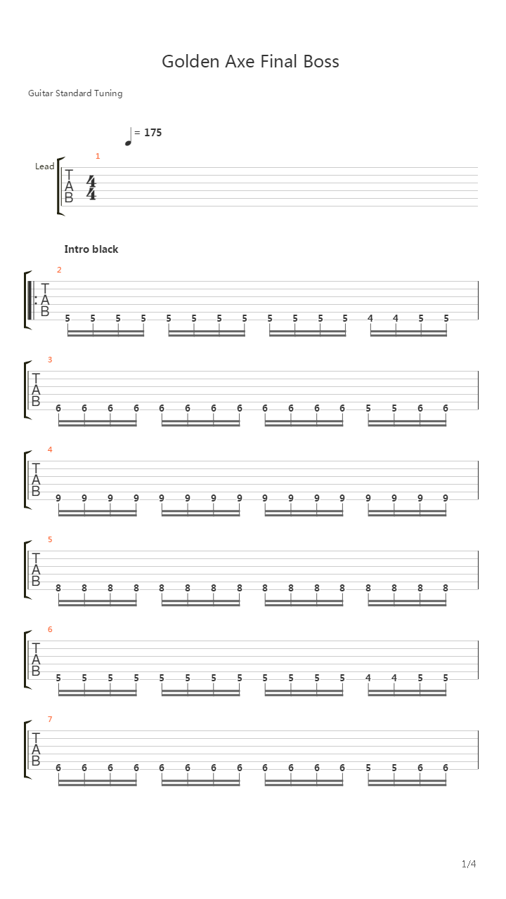 Golden Axe(战斧) - Final Boss吉他谱