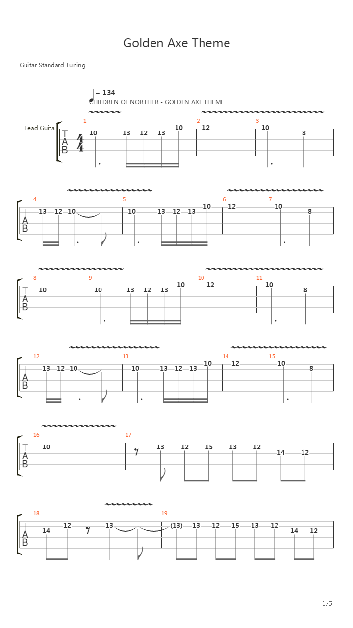 Golden Axe(战斧)吉他谱