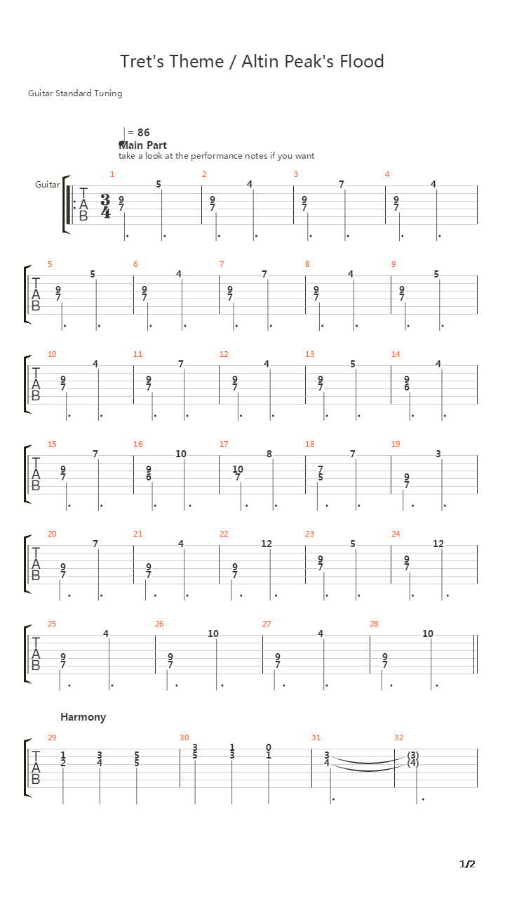 Golden Sun(黄金太阳) - Trets Theme Altin Peaks Flood吉他谱