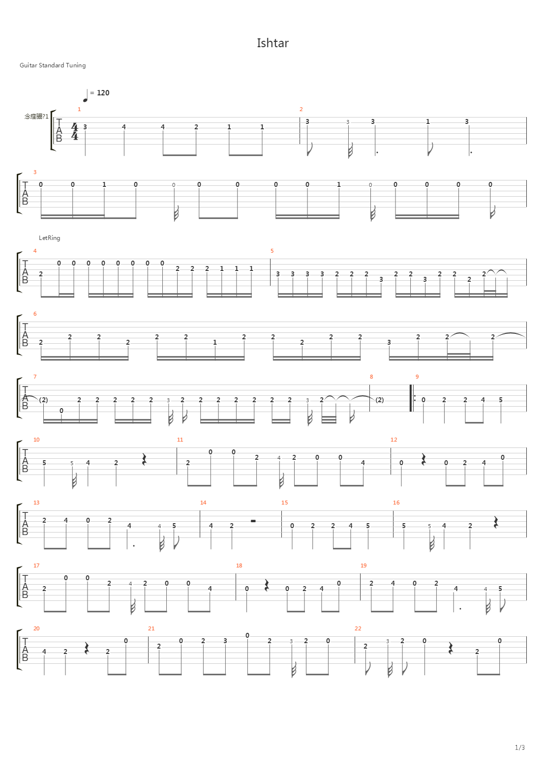 Gothic(哥特王朝) - Ishtar吉他谱