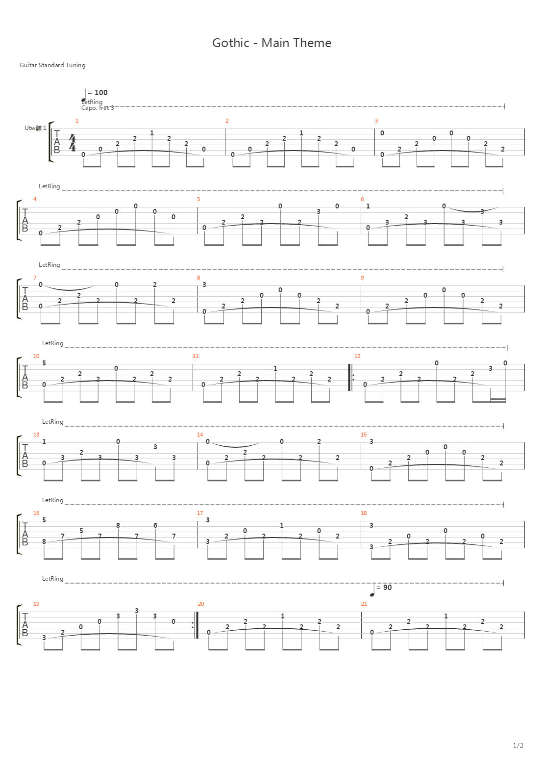 Gothic(哥特王朝) - Main Theme吉他谱