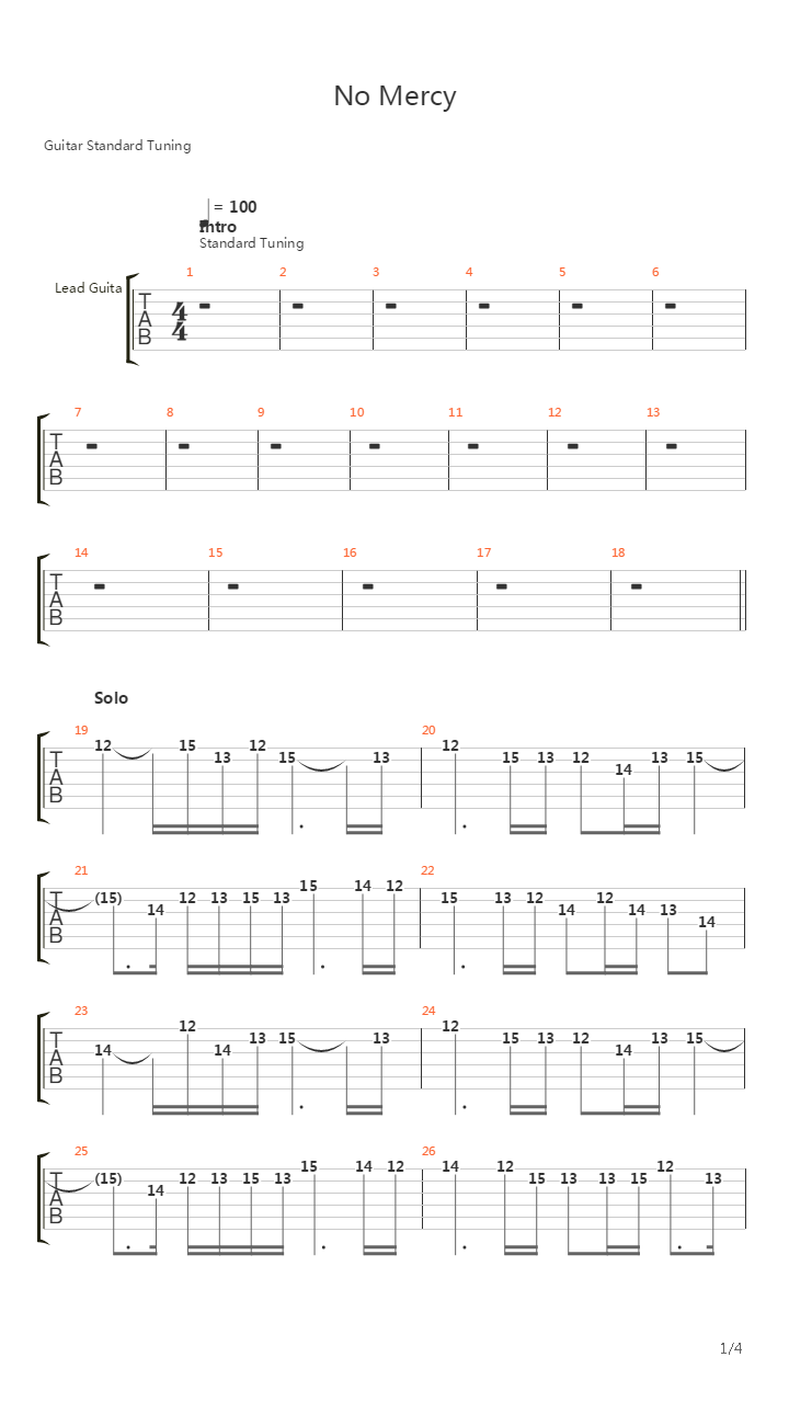 罪恶装备 - No Mercy吉他谱
