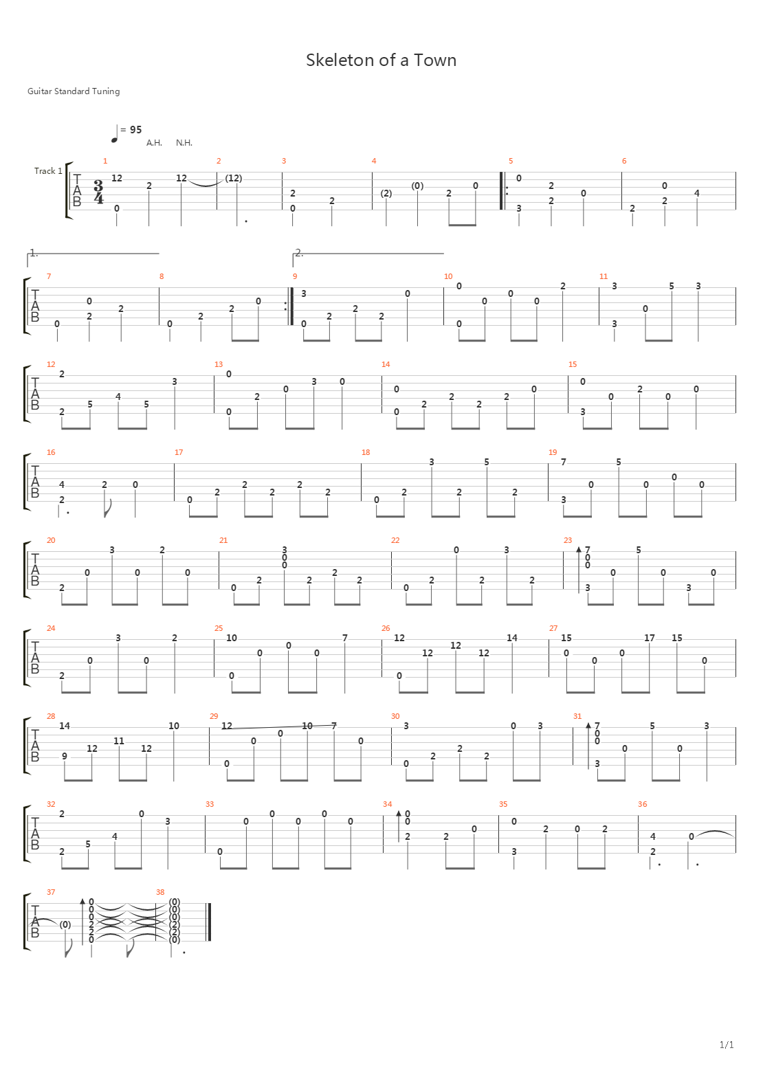 Icewind Dale(冰风谷) - Skeleton of a Town吉他谱