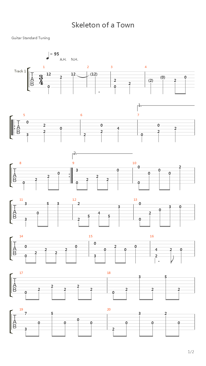 Icewind Dale(冰风谷) - Skeleton of a Town吉他谱