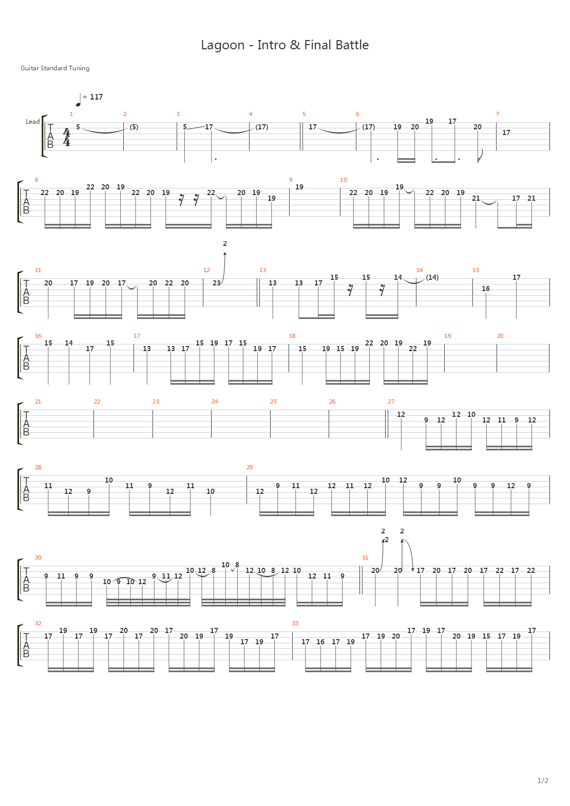 Lagoon - Intro and Final Battle吉他谱