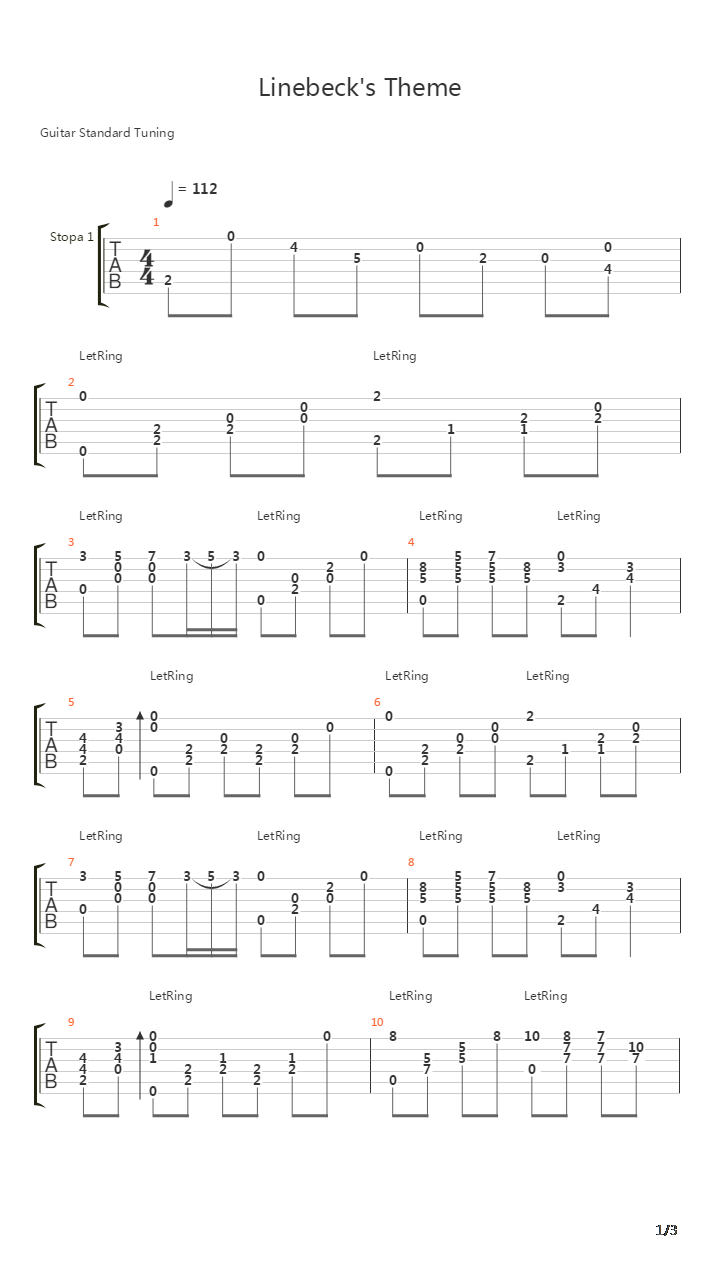 Legend of Zelda(塞尔达传说) - Linebeck's Theme吉他谱