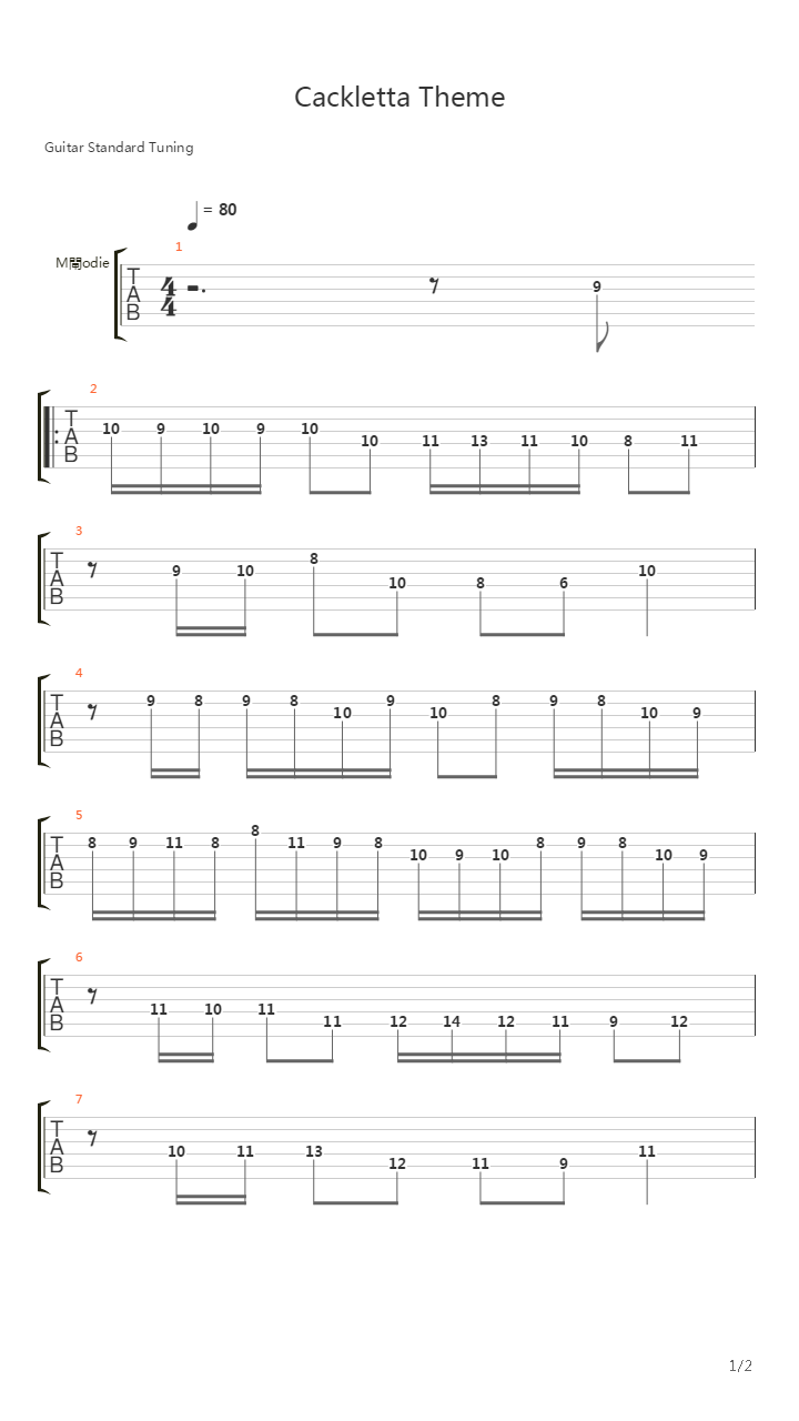 Mario(马里奥) - Cackletta Theme吉他谱