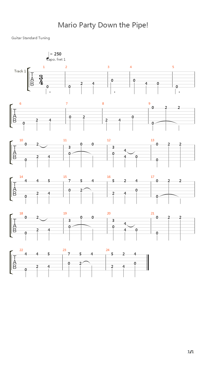 Mario(马里奥) - Down the Pipe!吉他谱