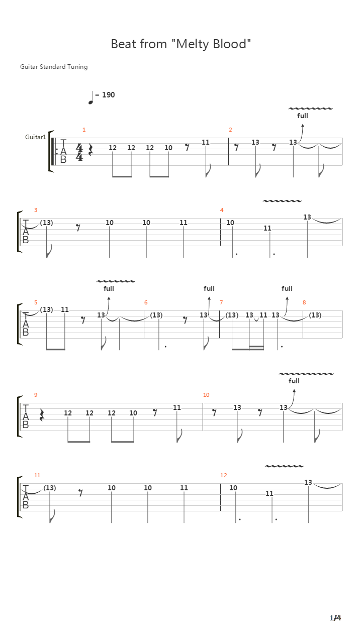 Melty Blood(月姬格斗) - Beat from 'Melty Blood'吉他谱