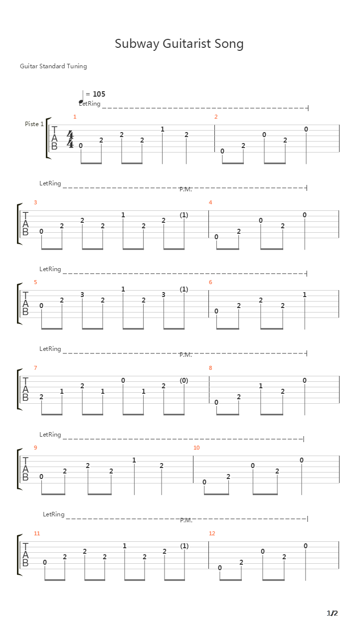 Metro 2033(地铁2033) - Subway Guitarist Song吉他谱