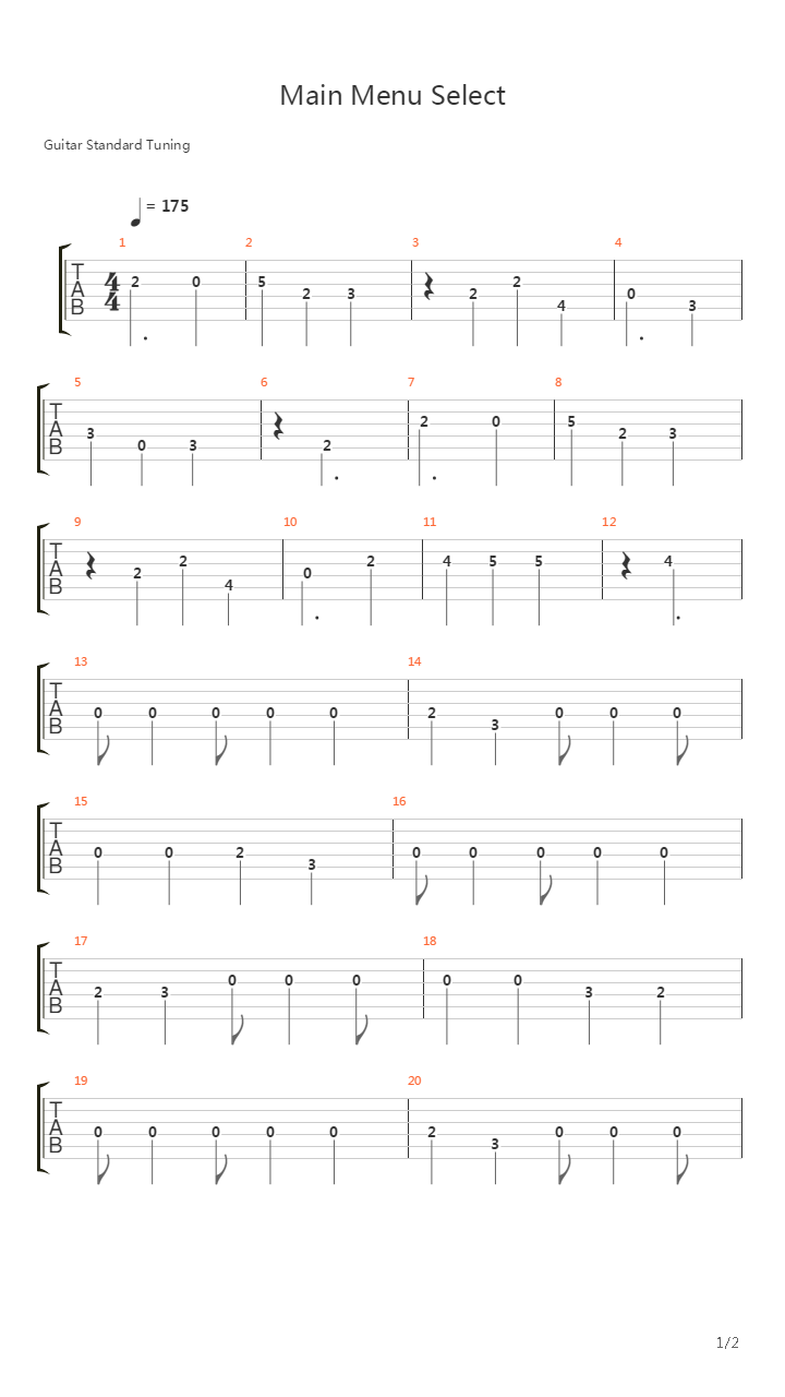 Metroid(银河战士) - Main Menu Select吉他谱