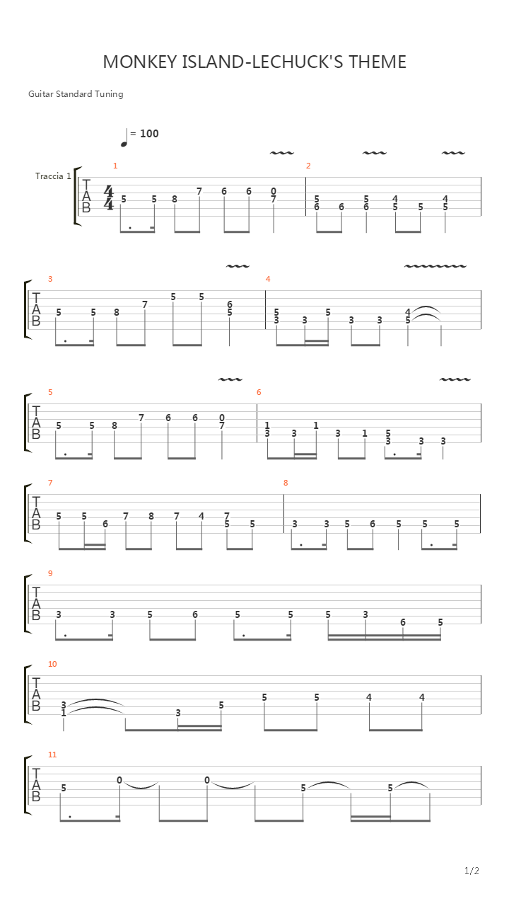 Monkey Island(猴岛小英雄) - Lechucks Theme吉他谱