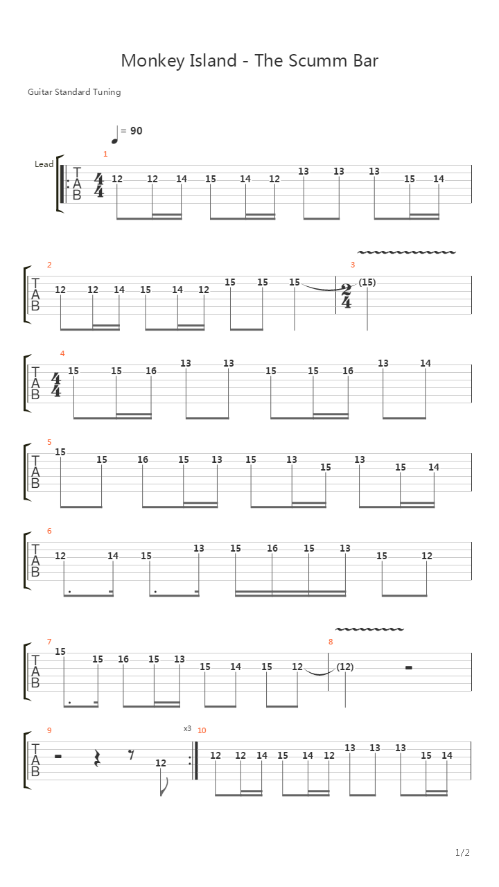 Monkey Island(猴岛小英雄) - The Scumm Bar吉他谱