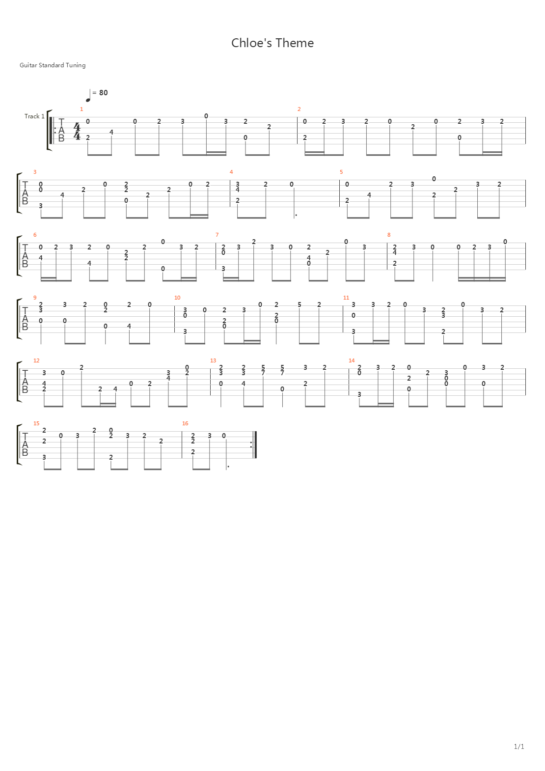 Noir(黑街二人组) - Chloe's Theme吉他谱