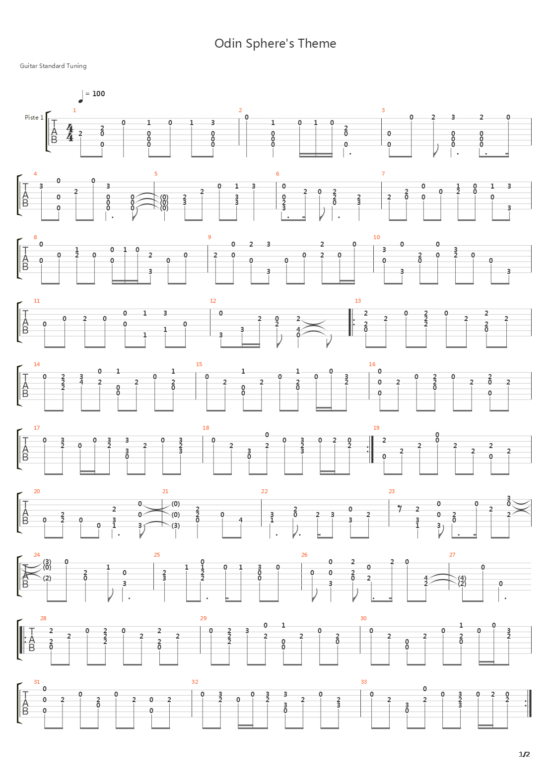 Odin Sphere(奥丁领域) - Main Theme吉他谱