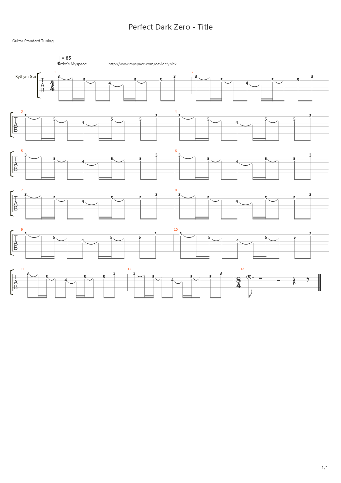 Perfect Dark Zero(完美黑暗零) - Title吉他谱