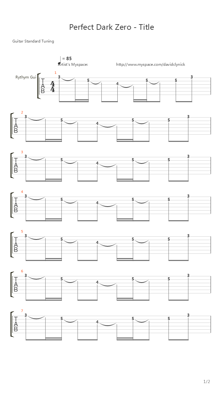 Perfect Dark Zero(完美黑暗零) - Title吉他谱