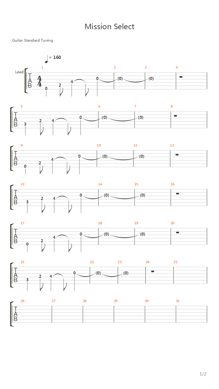 Perfect Dark(完美黑暗) - Mission Select吉他谱