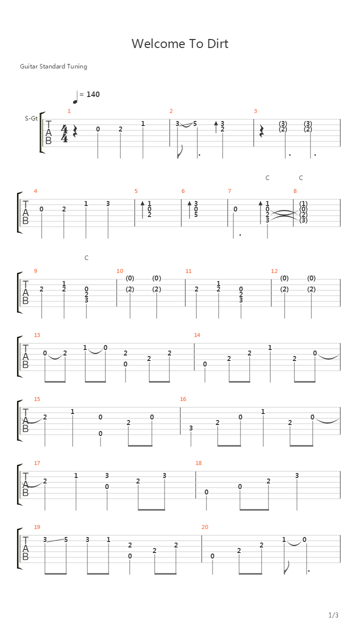 Rango(兰戈) - Welcome To Dirt吉他谱
