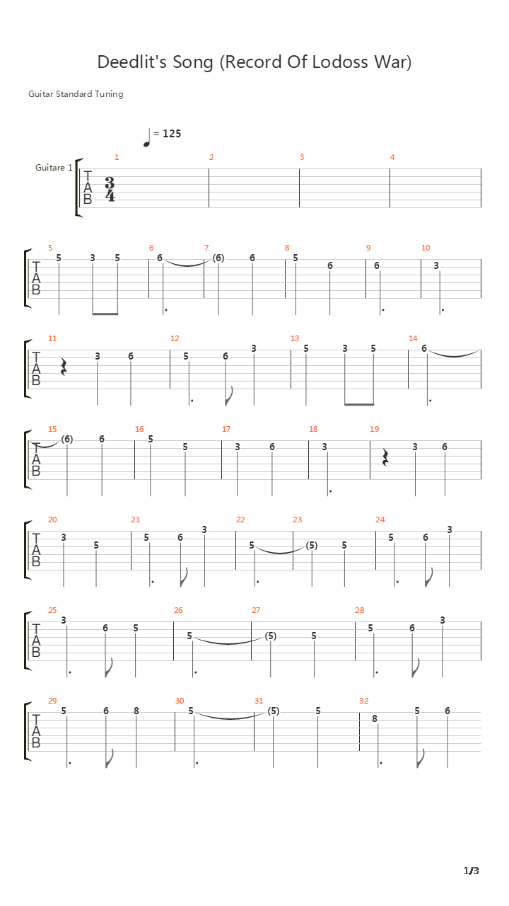 Record of Lodoss War(罗德斯岛战记) - Deedlit's song吉他谱