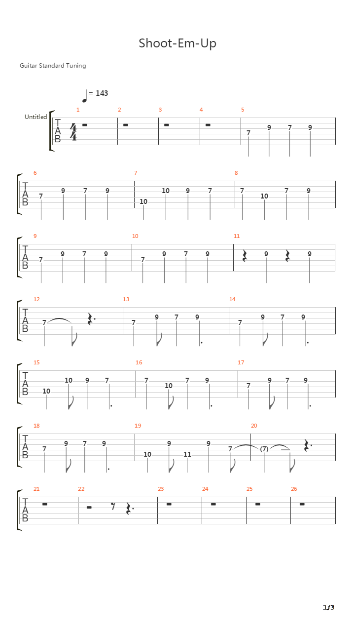 Rhythm Heaven(节奏天国) - Shoot-Em-Up吉他谱