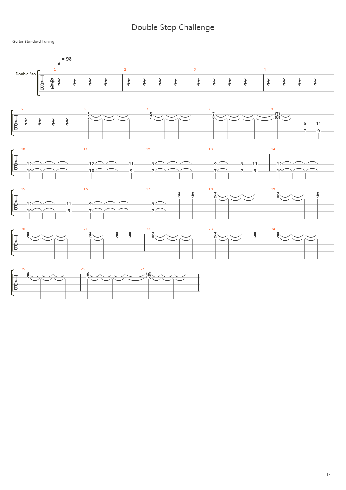 Rocksmith(摇滚史密斯) - Double Stop Challenge吉他谱