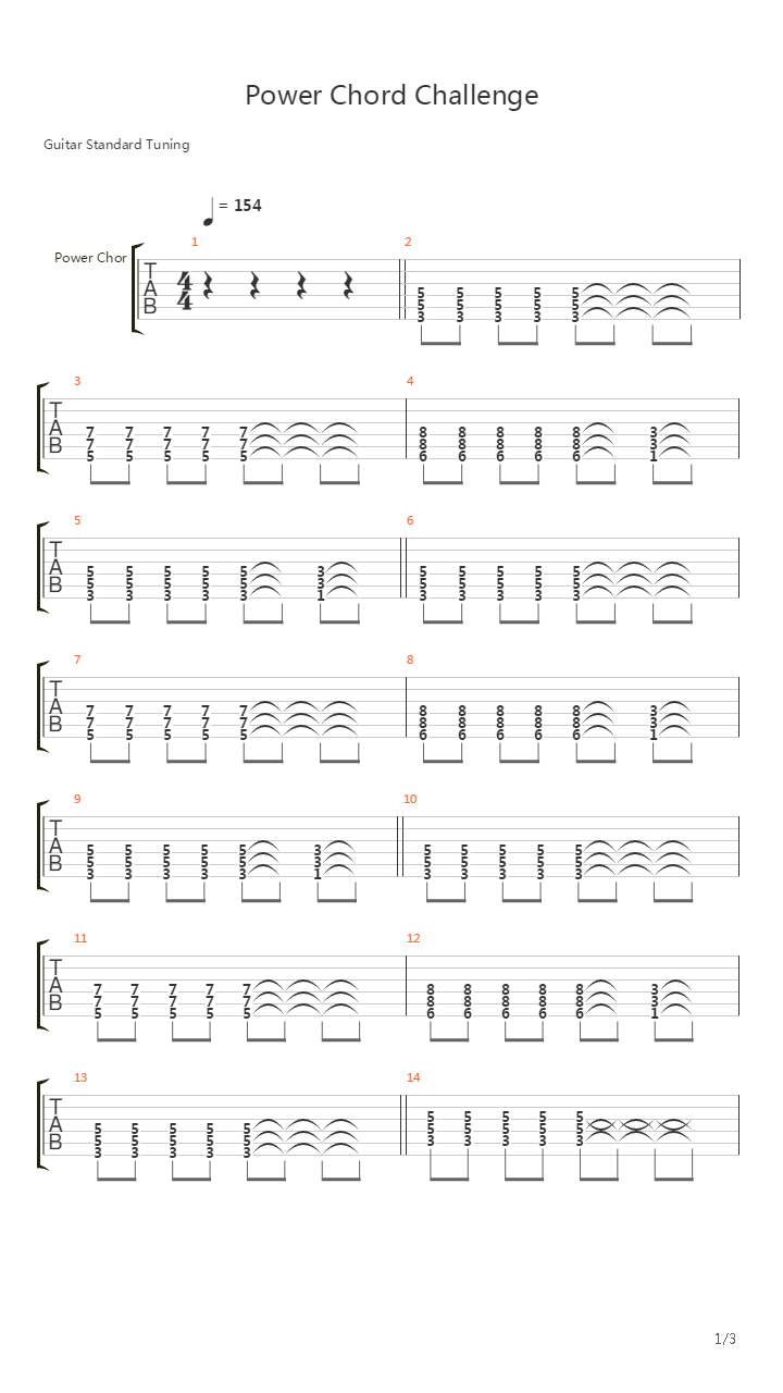 Rocksmith(摇滚史密斯) - Power Chord Challenge吉他谱