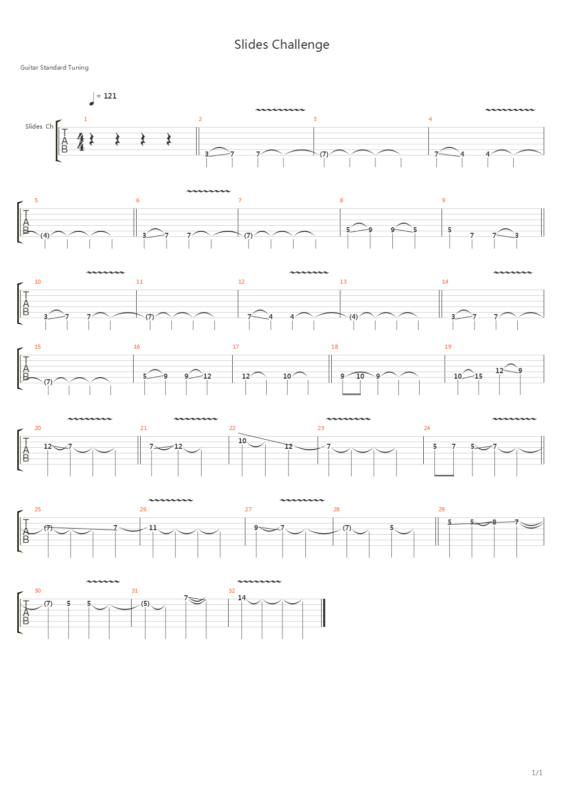 Rocksmith(摇滚史密斯) - Slides Challenge吉他谱