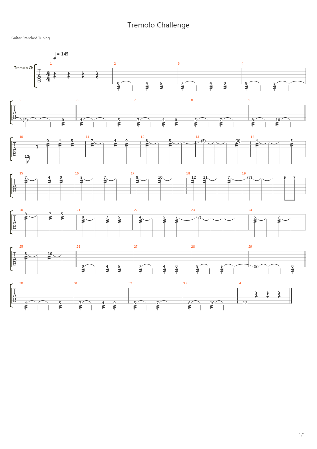 Rocksmith(摇滚史密斯) - Tremolo Challenge吉他谱