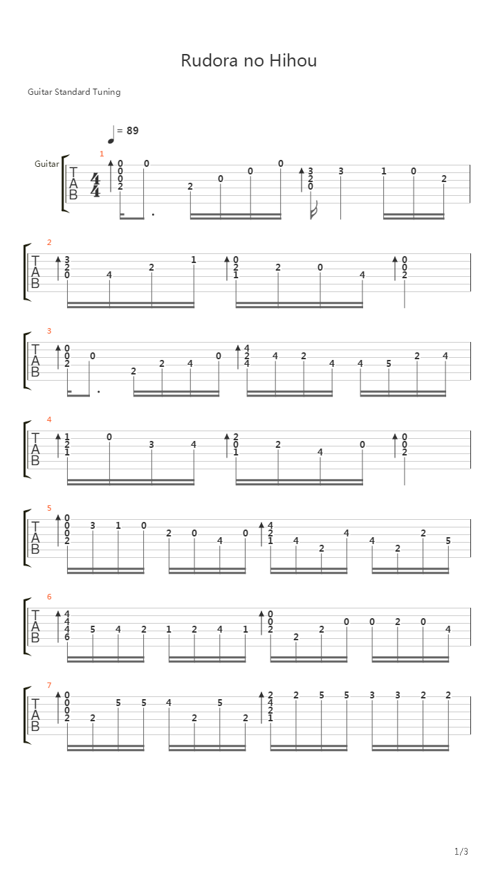 Rudra no Hihou(鲁多拉秘宝) - Spirit Chaser吉他谱